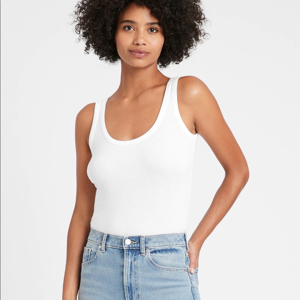 Banana Republic Essential Tank - white ribbed nwt